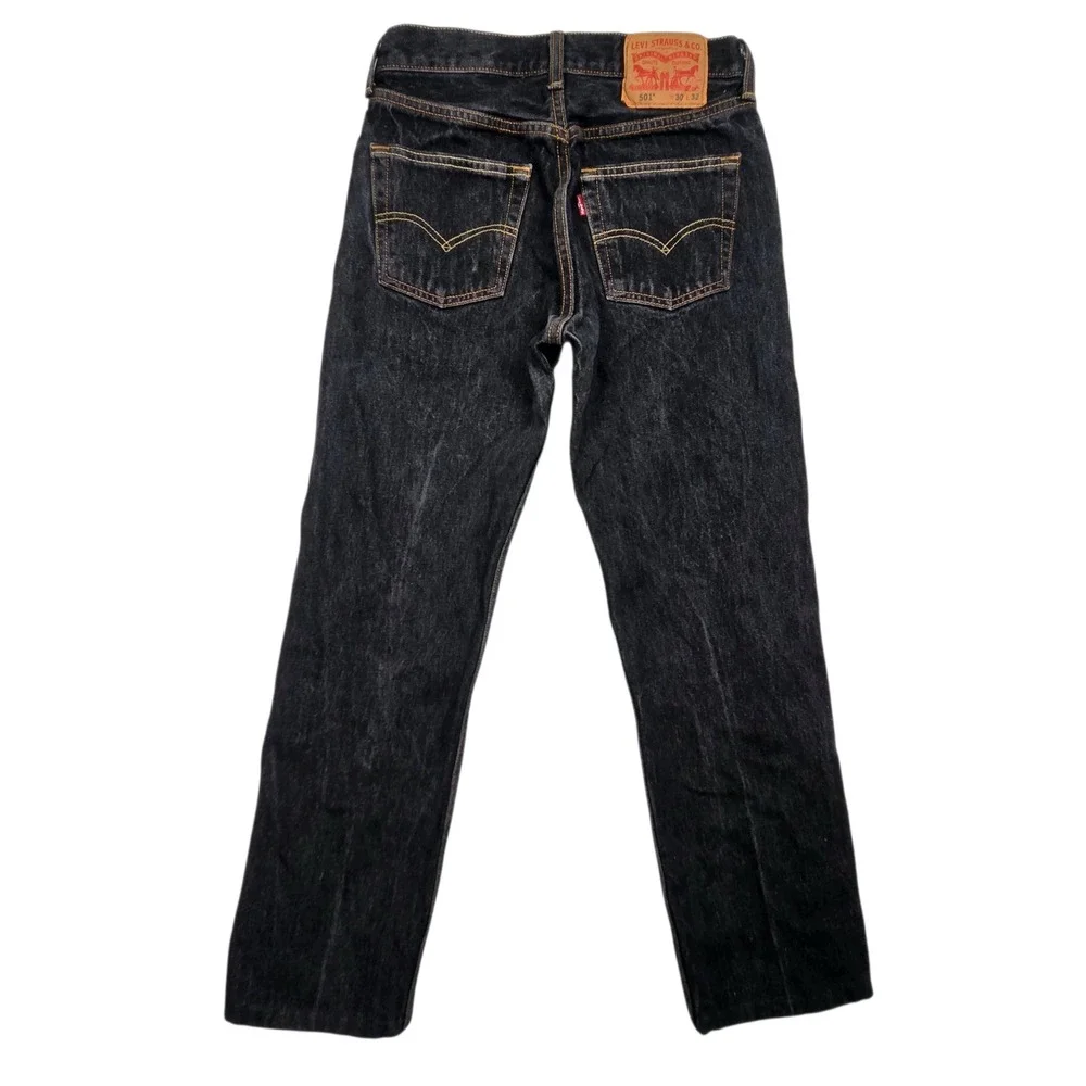 Levis 501 Original Fit Jeans Mens 30x32 Fits 28×27 Black‎ Dark Wash Straight